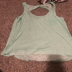 Plus Size tank top - teal - see through